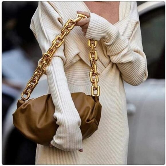 Dumpling Bag Cloud Purses and Handbags for Women Chunky Chain Pouch Shoulder Bag - Picture 6 of 6